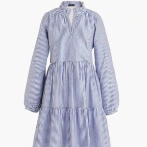 J. Crew Tiered Popover Dress in Blue Stripe - Size L - EUC